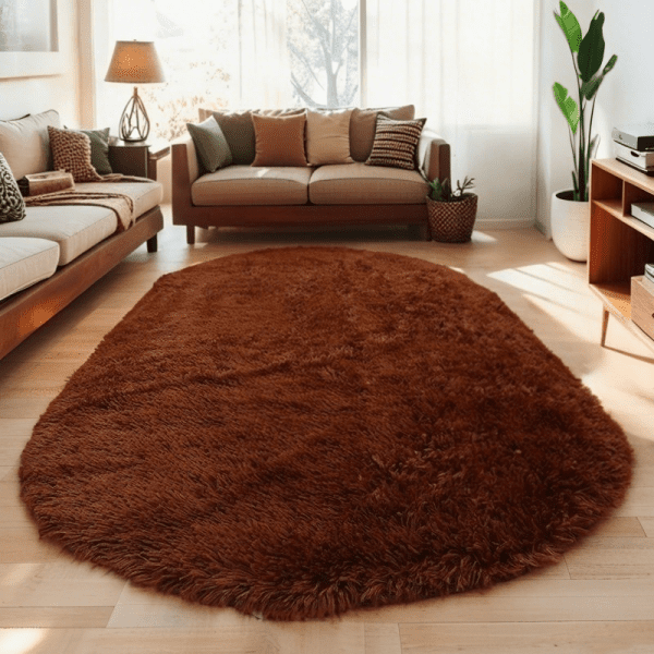‌Wholesale Custom Oval Solid-Color Silk-like Rug‌ -Soft Fluffy Shaggy Bedroom Area Rug, Living Room Sofa Rug, Home Office Rug, Washable, Minimalist Style - Image 4