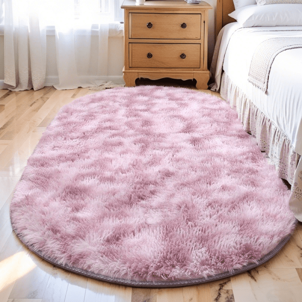 Wholesale ‌Custom Nordic Tie-Dye Ombre Carpet‌ - Elliptical Fluggy Faux Silk Rug for Sofa/Bedside/Coffee Table/Tatami, Washable