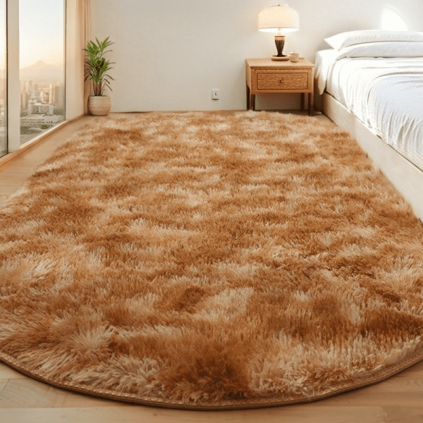 Wholesale ‌Custom Nordic Tie-Dye Ombre Carpet‌ - Elliptical Fluggy Faux Silk Rug for Sofa/Bedside/Coffee Table/Tatami, Washable - Image 3