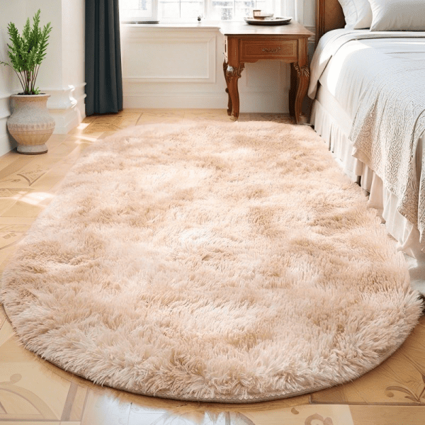 Wholesale ‌Custom Nordic Tie-Dye Ombre Carpet‌ - Elliptical Fluggy Faux Silk Rug for Sofa/Bedside/Coffee Table/Tatami, Washable - Image 4