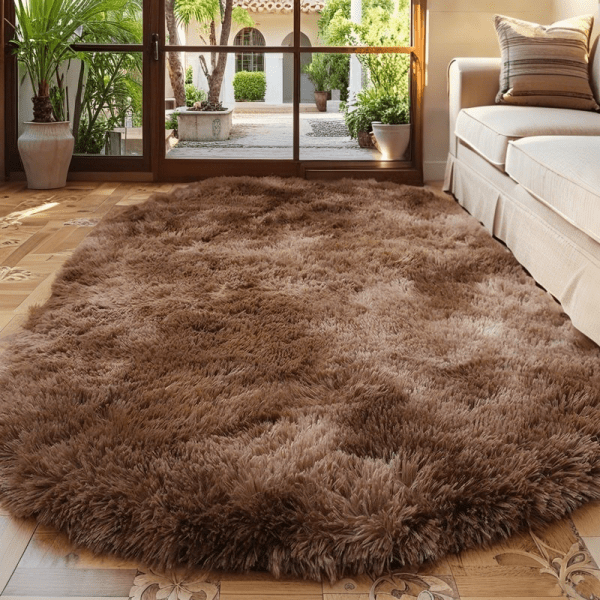 Wholesale ‌Custom Nordic Tie-Dye Ombre Carpet‌ - Elliptical Fluggy Faux Silk Rug for Sofa/Bedside/Coffee Table/Tatami, Washable - Image 6