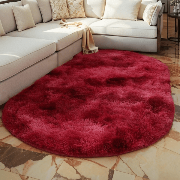 Wholesale ‌Custom Nordic Tie-Dye Ombre Carpet‌ - Elliptical Fluggy Faux Silk Rug for Sofa/Bedside/Coffee Table/Tatami, Washable - Image 8