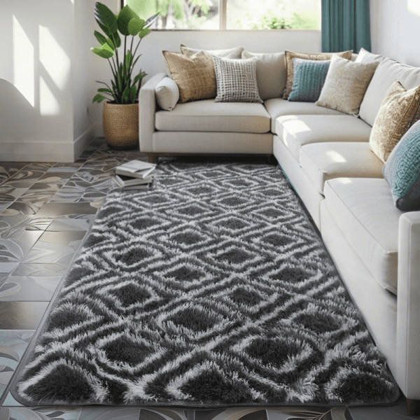 Wholesale Custom Minimalist Pattern Silk-Like Fluffy Rug‌ - Washable Sofa/Bedside Carpet, Coffee Table/Tatami/Bay Window Mat,  Instagram Style - Image 5