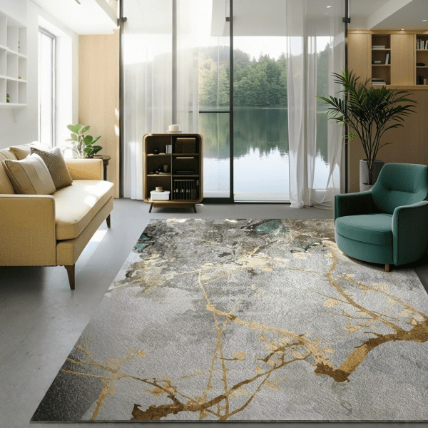 Wholesale Light Luxury Shiny Diamond Velvet Carpet -New Chinese Style/Nordic Abstract Carpet for Bedroom/Living Room, Customizable - Image 2