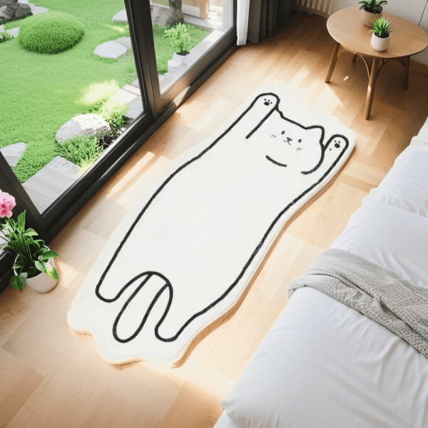 Wholesale Custom Cartoon Animal Shaped Faux Cashmere Carpet - Washable  Anti-Slip Area Rug for Bedroom/Study Room, Bedside Floor Mat for Girls' Room‌ - Image 3