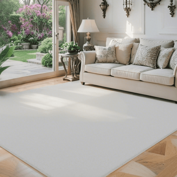 ‌Wholesale Custom Anti-Slip Solid Color  Faux Cashmere Carpet - Washable Living Room/Study Room Rug and Wall-to-Wall Carpet with Minimalist Cream Style - Image 2