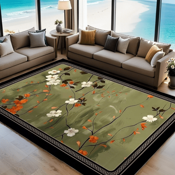 ‌Wholesale Chinese Traditional Style Faux Cashmere Carpet - Washable Anti-Slip Rug/Wall-to-Wall Carpet for Bedroom/Living Room/Study Room,Customizable - Image 2
