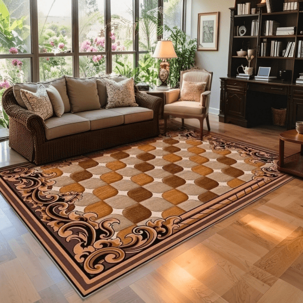 TPR Backing Washed Base Faux Cashmere Abstract Carpet - Non-Slip  Area Rug/Carpet with Full Room Coverage for Bedside/Sofa, Wholesale Custom - Image 2