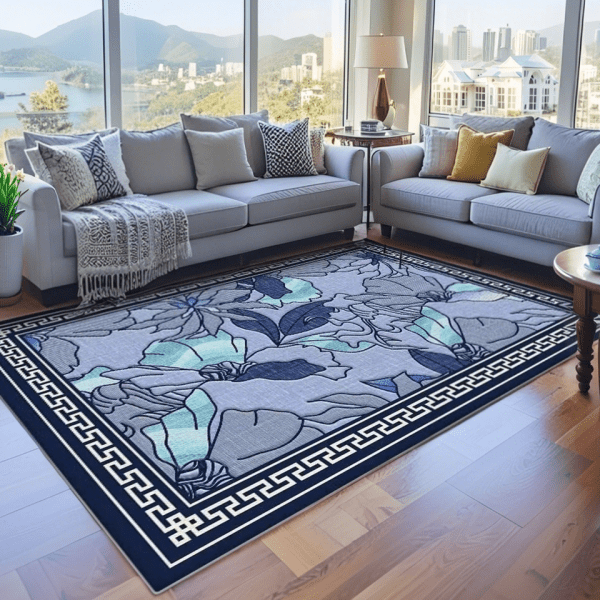 TPR Backing Washed Base Faux Cashmere Abstract Carpet - Non-Slip  Area Rug/Carpet with Full Room Coverage for Bedside/Sofa, Wholesale Custom - Image 4