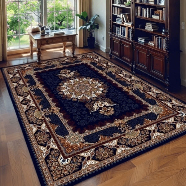 Super Anti-Slip Silicone Dot Washable Carpet - Abstract Vintage Faux Cashmere Rug for Living Room/Bedroom, Wholesale Custom - Image 3
