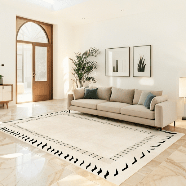 Wholesale Custom Pile Loop Carpet - Three-Proof Carpet/Area Rug for Bedroom/Living Room/Study Room with Minimalist Cream Style