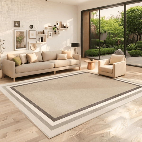 Wholesale Custom Pile Loop Carpet - Three-Proof Carpet/Area Rug for Bedroom/Living Room/Study Room with Minimalist Cream Style - Image 2