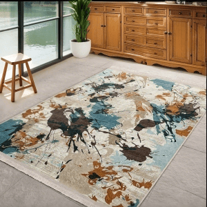 Wholesale Washable Abstract Ink-Wash Carpet - New Chinese Style Crystal Velvet Carpet for Bedroom/Living Room/Study Room, Customizable