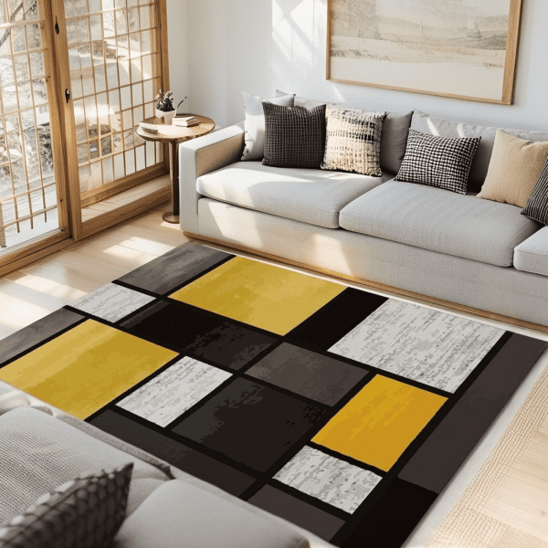 Wholesale Custom Geometric Print  Crystal Velvet Carpet - Nordic Modern Washable Sofa/Bedside Area Rug, Instagram Style‌