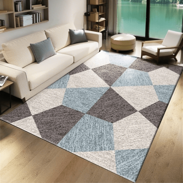 Modern Ceometric Print Crystal Velvet Carpet - Washable Sofa/Bedside Rug, Instagram Style, Wholesale Custom - Image 4