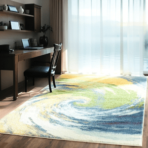 Colorful Circle Print Velvet Carpet - Warm-Tone Anti-Slip Rug for Bedroom/Living Room, Wholesale Custom