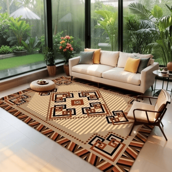 European Abstract Retro/Persian Style Carpet - Anti-Slip Velvet Carpet/Rug for Bedroom/Living Room, Wholesale Custom - Image 3