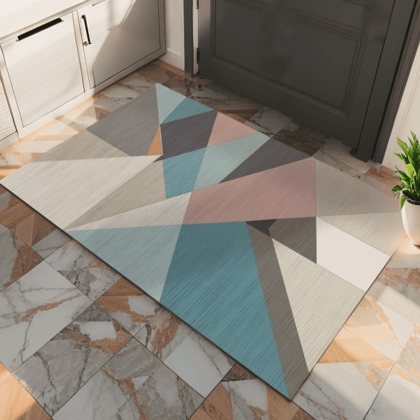 Wholesale Geometric Print Crystal Velvet Mat‌ - Stain-Resistant Anti-Slip   Door Mat/Floor Mat for Residential Scenarios, Nordic Style, Customizable - Image 4