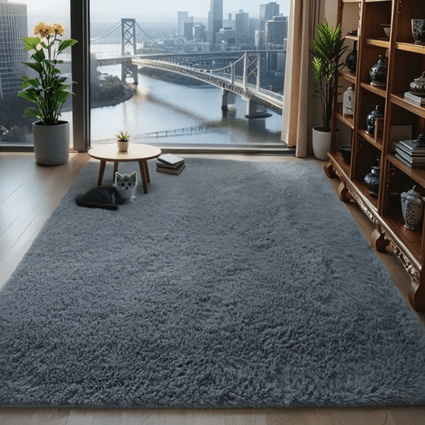 Wholesale Custom Solid Silk-like Shag Rug‌ - Washable  soft Fluffy Area Rug/Carpet for Living Room/Bedroom/Sunroom, Minimalist Style - Image 8