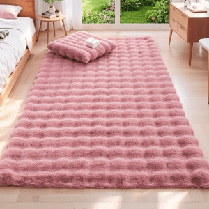 Solid Cream Bubble Faux Rabbit Fur Rug - Washable  Area Rug/Mat for Bedroom/Living Room/Study Room,  Wholesale Custom