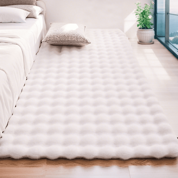 Solid Cream Bubble Faux Rabbit Fur Rug - Washable  Area Rug/Mat for Bedroom/Living Room/Study Room,  Wholesale Custom - Image 3