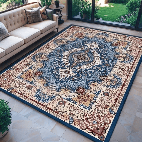Washable Faux Cashmere Rug - American European Retro Carpet, Moroccan/Bohemian Style Carpet Full Coverage for Living Room/ Bedroom‌, Wholesale Custom