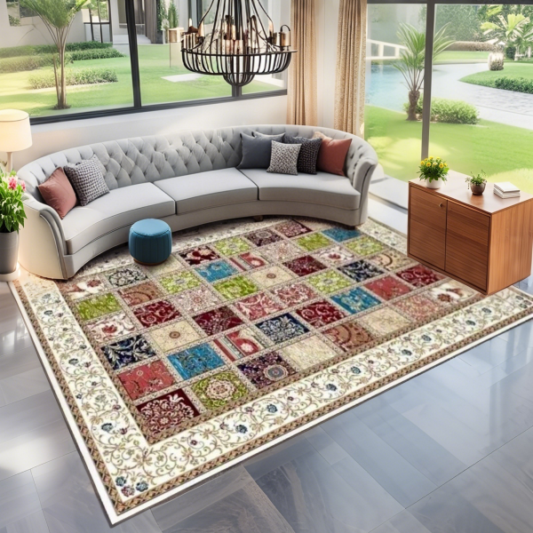 Washable Faux Cashmere Rug - American European Retro Carpet, Moroccan/Bohemian Style Carpet Full Coverage for Living Room/ Bedroom‌, Wholesale Custom - Image 4